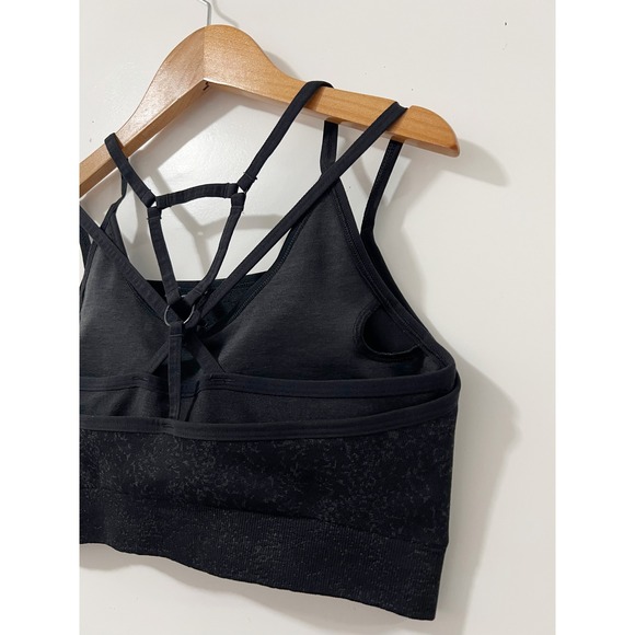 Gymshark Black Adapt Fleck Strappy Back Medium Impact Sports Bra Activewear - Picture 5 of 6